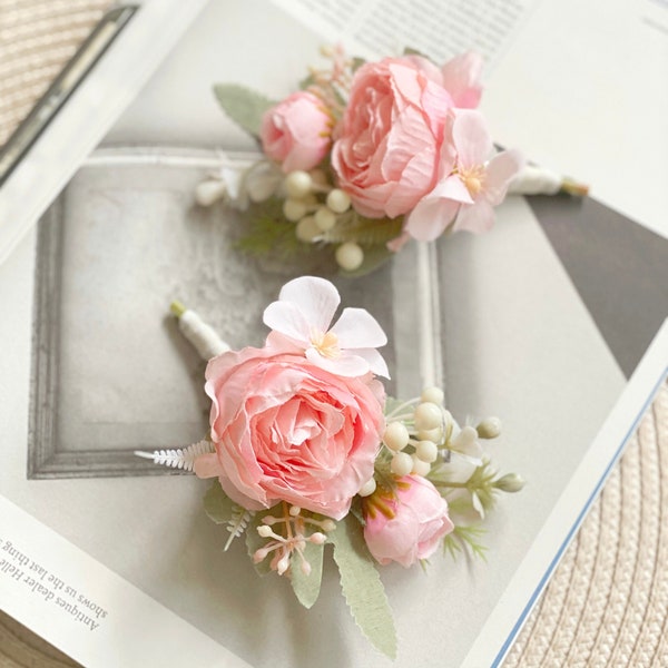 Romantic Wedding Flowers Corsage/Boutonniere, Prom Flower wrist corsage, Bridesmaid corsage Floral corsage, wedding flower arrangements