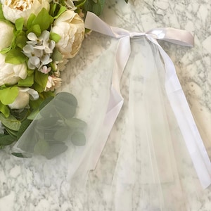 Wedding Bow Veil , Soft Sheer Veil, Wedding Veil,Classic Veil, Elegant Veil,Simple Veil