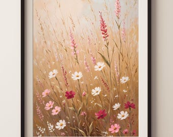 Wildflower Meadow Print: Botanical Landscape Wall Art (Digital Download)