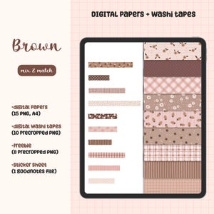 Digital Paper Cute Digital Planner Sticker Insert Digital Washi Tape GoodNotes Sticker Precropped PNG Cute Digital Sticker For Planning