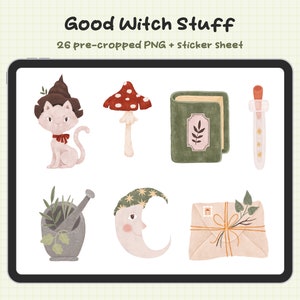 Witch Sticker Cute Digital Stickers Good Witch Digital Sticker GoodNotes Stickers GoodNotes Digital Planner Stickers Pre-Cropped PNG Witchy