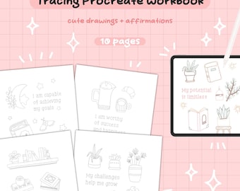 Doodles Tracing Procreate Workbook Affirmations Coloring Pages Positive Affirmations Coloring Pages for iPad