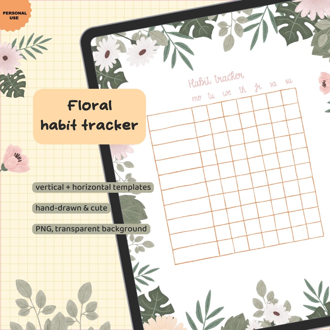 Count Step Progress Tracker Flower Floral Habit Tracker Digital Planner Insert Hand-drawn Flowers - Etsy