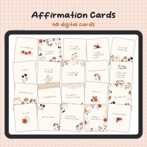 Tarjetas de Afirmación Digital Tarjetas Inspiradoras Kit de Manifestación de Afirmaciones Frases de Autocuidado Tarjetas Digitales de Salud Mental