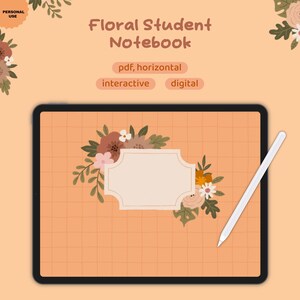 Blumen-Digital-Studenten-Notizbuch Linked PDF-Planer für die Organisation von Klassen Notizen und tägliche Lern-Routine