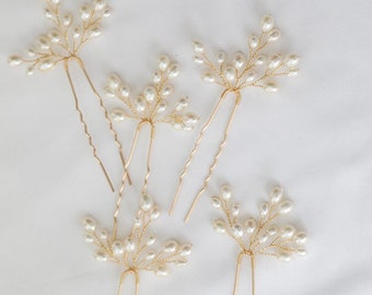 Épingle à cheveux en perles naturelles, 3 pièces, Simple, en forme de U, à la mode, cadeau parfait pour la mariée