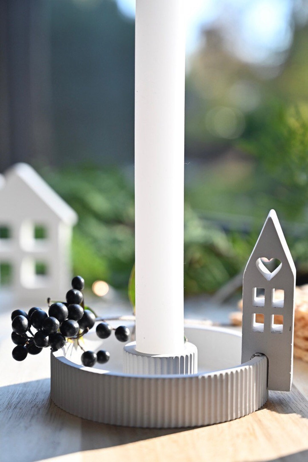 Candlestick Ring Deco Raysin White Etsy