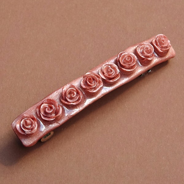 Barrette à cheveux, Accessoires pour cheveux, Pince à cheveux roses rétro, Barrette Vintage, Barrette années 60s, Moderne, Cadeau pour elle