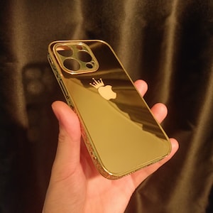 Customizable King Apple Logo Gold Design iPhone Case / All iPhone Models / Gold Embroidered iPhone Case / iPhone 11-12-13-14-15-16 Series