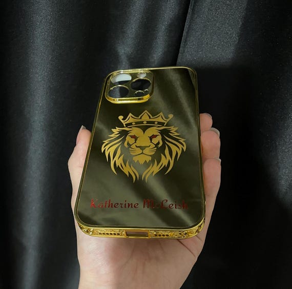 Custom Red Eyed Lion Design Gold iPhone Case All iPhone Models