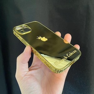 Customizable King Apple Logo Gold Design iPhone Case / All iPhone Models / Gold Embroidered iPhone Case / iPhone 11-12-13-14-15-16 Series