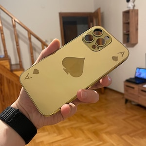 Spades, hearts, clubs, diamonds Design Customizable iPhone Case with Plain Edges / Gold Mirror Case / 16-15 Series and All iPhone Models