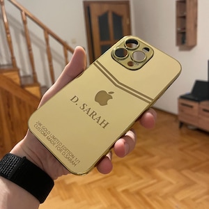 Customizable Gold iPhone Case with Plain Edges / Gold Mirror Case / 16-15 Series and All iPhone Models