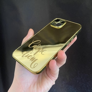 Customizable Gold iPhone Case with Plain Edges / Gold Mirror Case / 16-15 Series and All iPhone Models / Custom Gold iPhone Case