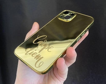 Passbare iPhone Hülle in Gold mit schlichten Kanten / iPhone 17-16-15 Serie und alle iPhone Modelle / Custom iPhone Hülle in Gold