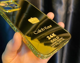 König/Königin Krone Gold Design iPhone Fall / Alle iPhone Modelle / Gold bestickte iPhone Fall / iPhone 11-12-13-14-15-16 Serie