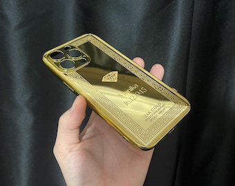 Personalisierbare Diamant Gold Design iPhone Hülle / Personalisierte Gold Hülle / Gold Diamond iPhone Hülle / iPhone 17 Serie und All iPhone Hülle