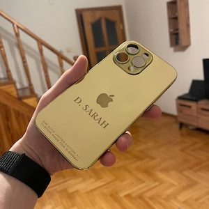 Customizable Gold iPhone Case with Plain Edges / Gold Mirror Case / 16-15 Series and All iPhone Models