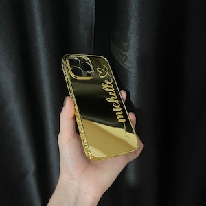 Customizable Name Gold Design iPhone Case / All iPhone Models / Gold Embroidered iPhone Case / iPhone 11-12-13-14-15-16 Series