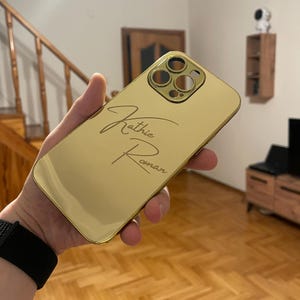 Custom Gold Your Name Design iPhone Case with Plain Edges / Gold Mirror Case / 16-15 Series and All iPhone Models