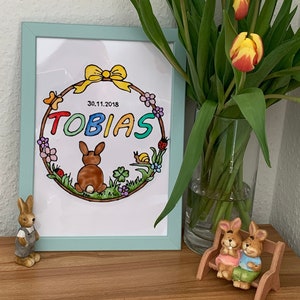 Placa con nombre personalizada niño bebé, regalo para nacimiento, decoración de ventana decoración de pared, color de ventana, motivo animal cartel de nacimiento transparente