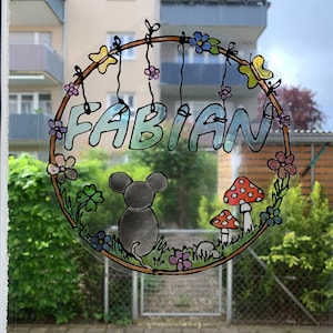 Decorazione personalizzata per finestra come regalo per neonati/targhetta con il nome per bambini o dopo la nascita – Colore finestra – Targhetta per nascita, battesimo, baby shower