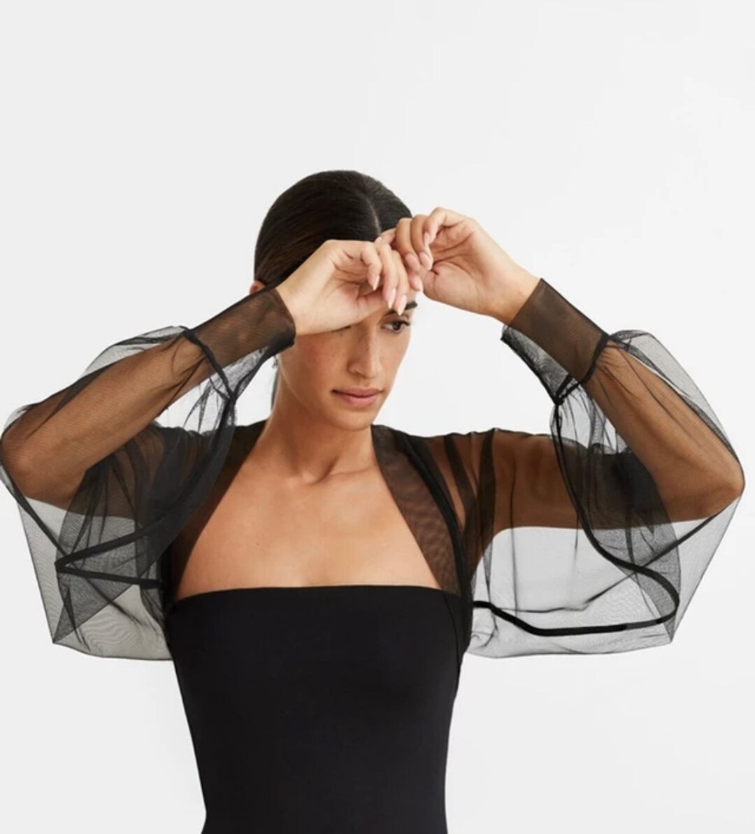 Black Wedding Boleros 2023 Long Sleeves Tulle Party Jacket Etsy UK