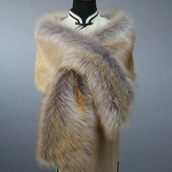 faux fur embellished shawl