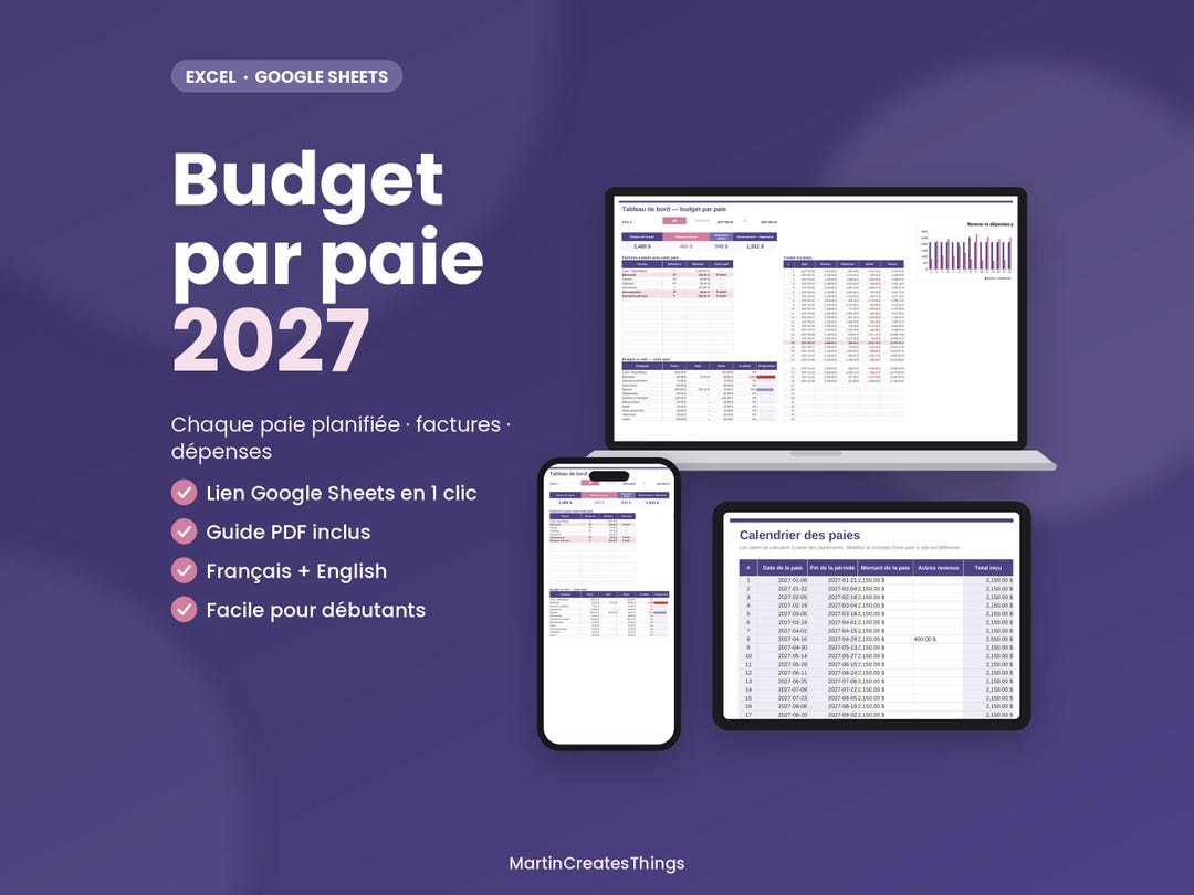 Paycheck Budget 2027 Spreadsheet Excel & Google Sheets | Biweekly ...