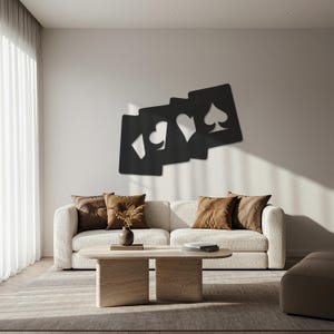 Art mural de cartes à jouer - Art moderne en métal avec des coeurs, des piques et des diamants, décoration idéale pour les salles de jeux, les salons ou les bureaux