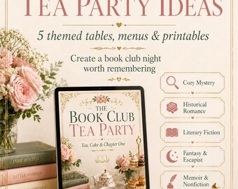 Book Club Tea Party Guide | Themed Tables, Menus, Discussion Cards (Digital Download)