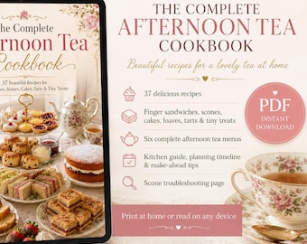 Afternoon Tea Cookbook | 37 Recipes, Sandwiches, Scones, Cakes (Digital Download)