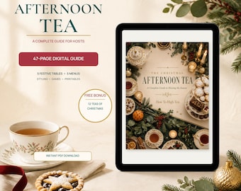 Christmas Afternoon Tea Party Guide | 5 Festive Tables, Menus, Printables (Digital Download)