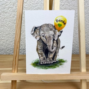 Der kleine Elefant sagt Danke! Danke Gruß Klappkarte im DIN A6 Format, mit oder ohne Umschlag, Ein Danke schön versüßt den Tag