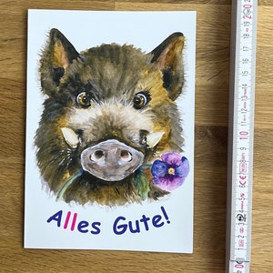 Große Geburtstagskarte "Alles Gute" für viele Glückwünsche, Faltkarte im DIN A5 Format, Geburtstagskarte im XXL Format, lustiges Wildschwein
