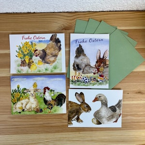 Traumhafte Grußkarten im Set, mit hübschen Frühlings- und Ostermotiven in Aquarell, mit oder ohne Umschläge