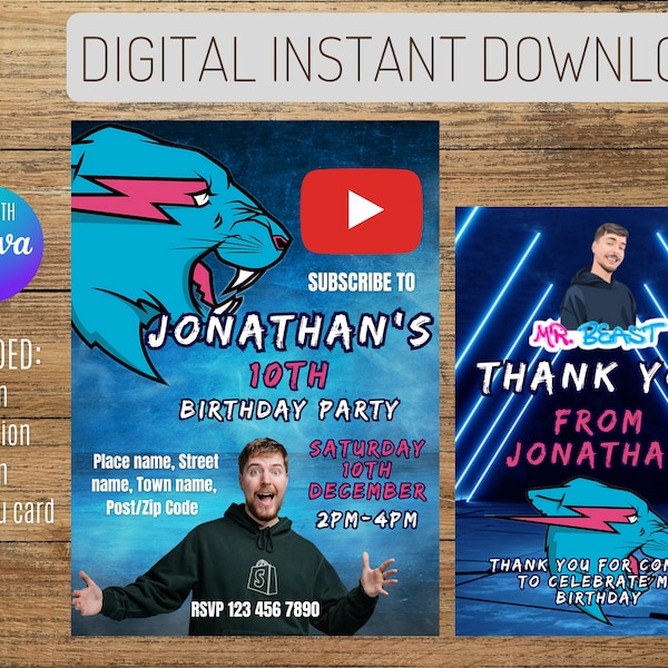 Mrbeast Invitation - Etsy New Zealand