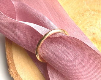 Anillo de bodas Halo de oro amarillo de 14 k, unisex, minimalista, fino y liso, con relleno de oro amarillo de 14 k, moderno y contemporáneo, sin deslustre.