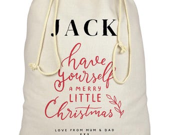 Bolsa de regalo de Navidad personalizada / Bolsa de regalo navideña con nombre personalizado / Medias / Niños mayores, preadolescentes, adolescentes, saco de Papá Noel para niños / Nochebuena