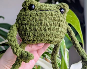Frog Plushie: Handmade to Order Stuffed Animal Toy, Custom Colours