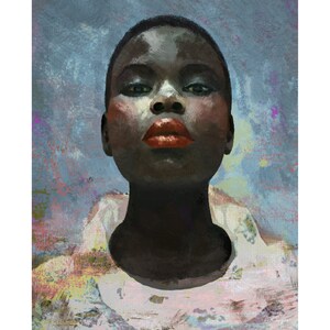 Bella donna nera: ritratto di ragazza afroamericana, stampa artistica su tela per decorazioni murali e decorazioni per la casa