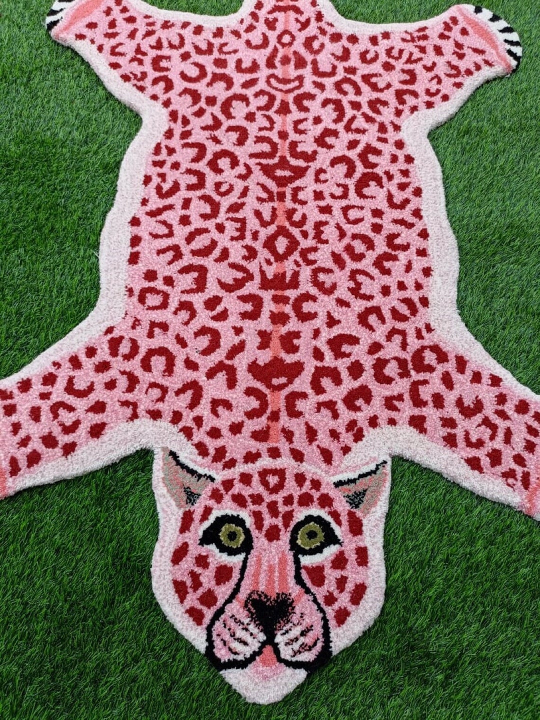 Pink Leopard Rug Skin Shape 3' X 5' Handmade Tufted 100 Woolen Rugs & Carpet Black Friday Etsy