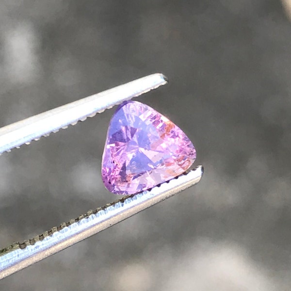 1.10Ct Silky Violetish Pink Sapphire Trillion Loose Opalescent Sapphire Free Shipping