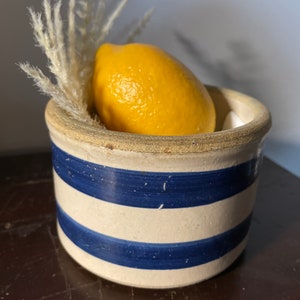 USA advertising pot Marmalade jar blue stripe 4.5x3