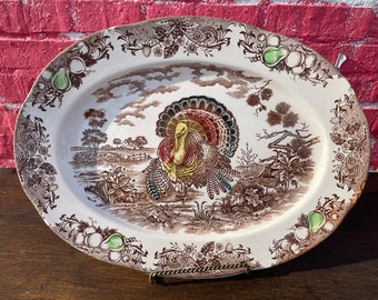 Plateau de dinde Ironstone Transfer Ware vintage