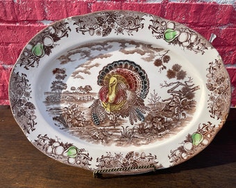 Vintage Ironstone Transfer Ware Turkey Platter