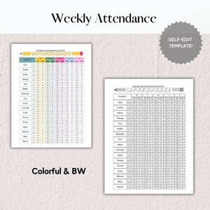 週ごとの出席シート/幼稚園、モンテッソーリスクール、デイケア、またはチャイルドケアの出席シート