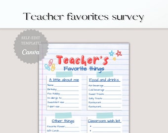 Editable All About My Teacher Survey Get to Know Teacher Printable