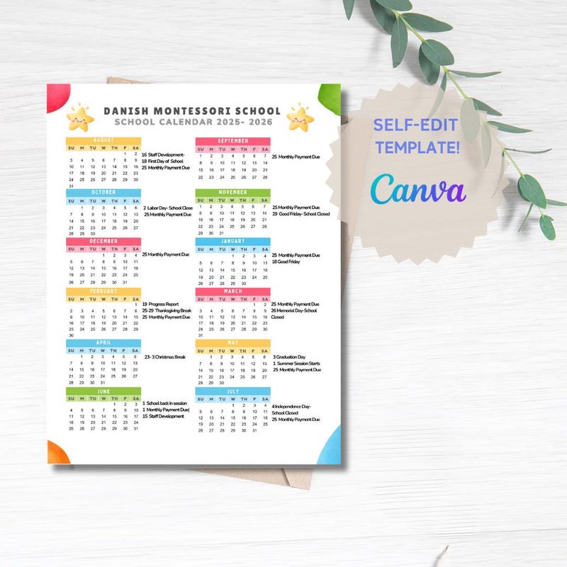 School of Dreams School Calendar 2025 2026 - Etsy Canada