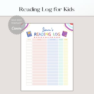 Leeslogboek voor kinderen | Leeslog afdrukbaar | Boektracker voor kinderen | Grafiek afdrukbaar lezen | Dagboek voor kinderen lezen | Leesuitdaging